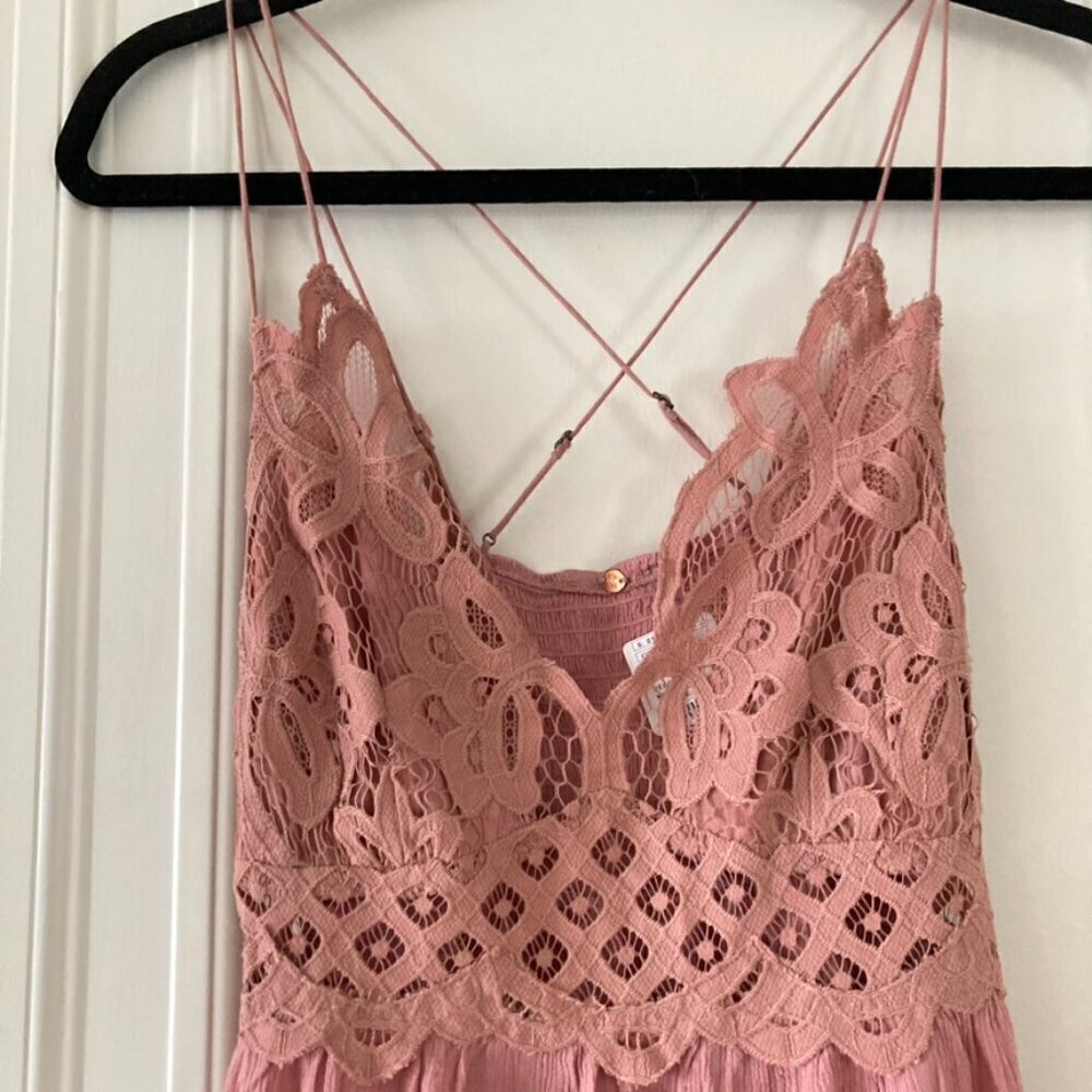 NWOT Free People One Adella Slip Mini Dress Rose Pink Sz L - Picture 4 of 7
